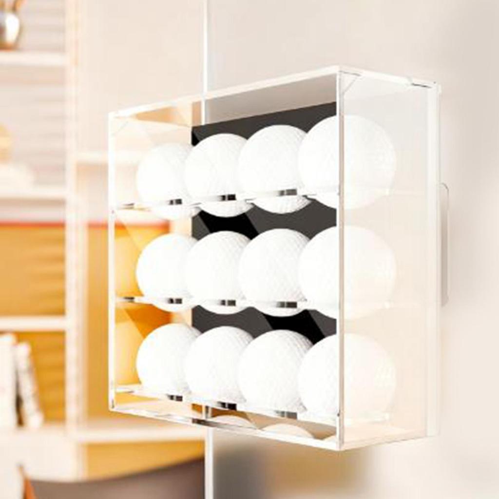 Acrylic Golf Ball Display Case 3 Tiered Collectibles Organizer, Office 12 Holes Transparent Pingpong Ball Holder Cabinet Shelf