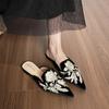 Fashion Embroidery Women Mules Slippers Luxury Fashion Elegant Pointed Toe Slides Shoes Ladies Dress Flats Sandalias
