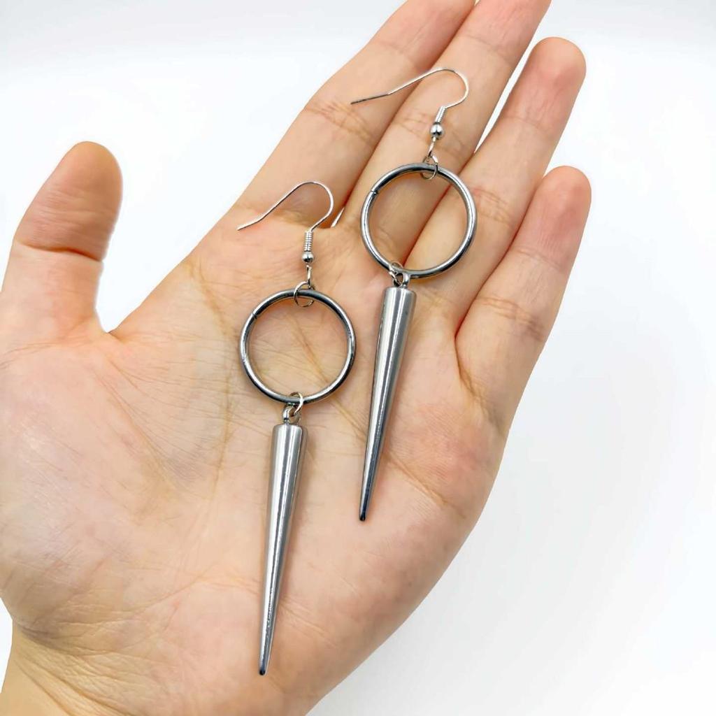 Trendy Punk Hip-Hop Rivet Earrings - Stainless Steel Gothic Street Style Jewelry