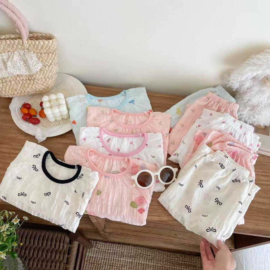 Summer Thin Children's Pajama Set - Cute Princess Style Homewear for Baby Girls, Short Sleeve & Shorts