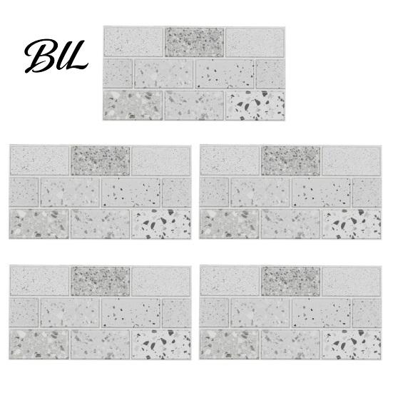 Oil Proof Wall Stickers for Bathroom 5Pcs Vintage Brick Tile Stickers, Waterproof Oil?Proof Wallpaper, Peel Sheets Kitchen & Stick Backsplash Living