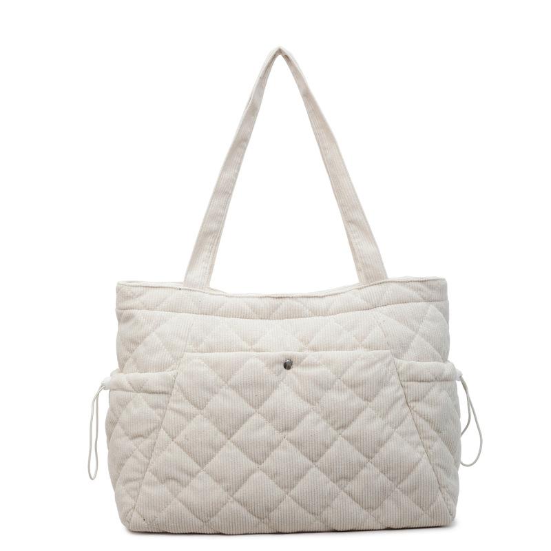 Corduroy Tote Bag Women's Commuter Handbag Large Capacity Shoulder Bag