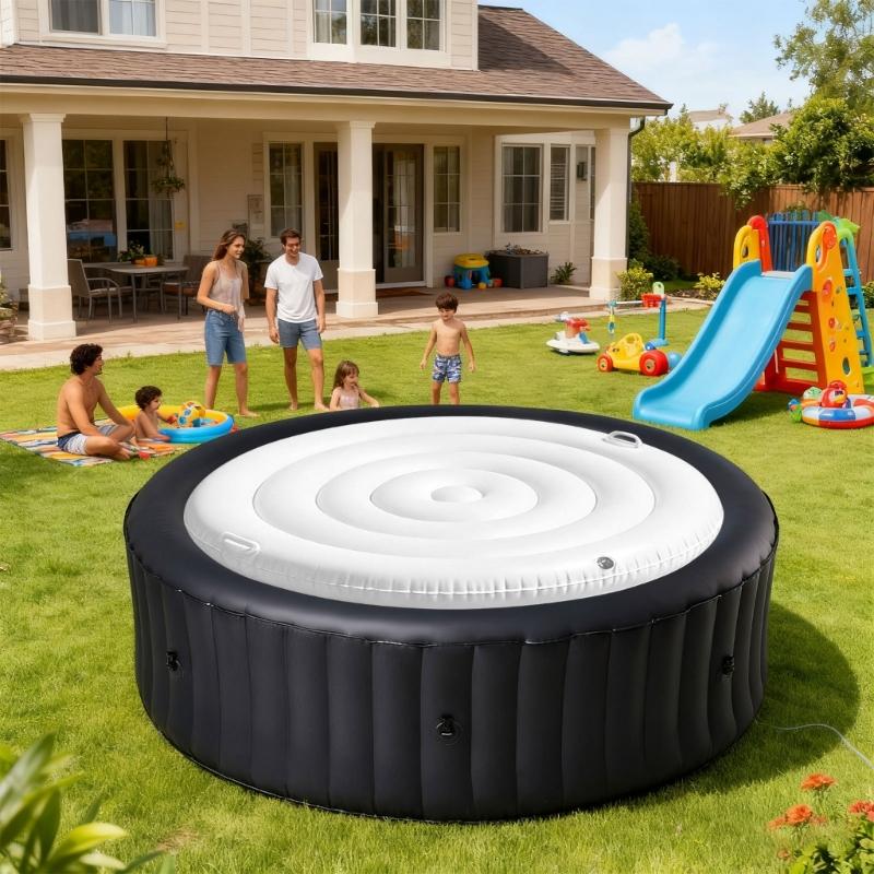 Heavy Duty Inflatable Spa Pool Cover Lid For 4.75ft Round Hot Tubs Energy Efficient Water Protections Design
