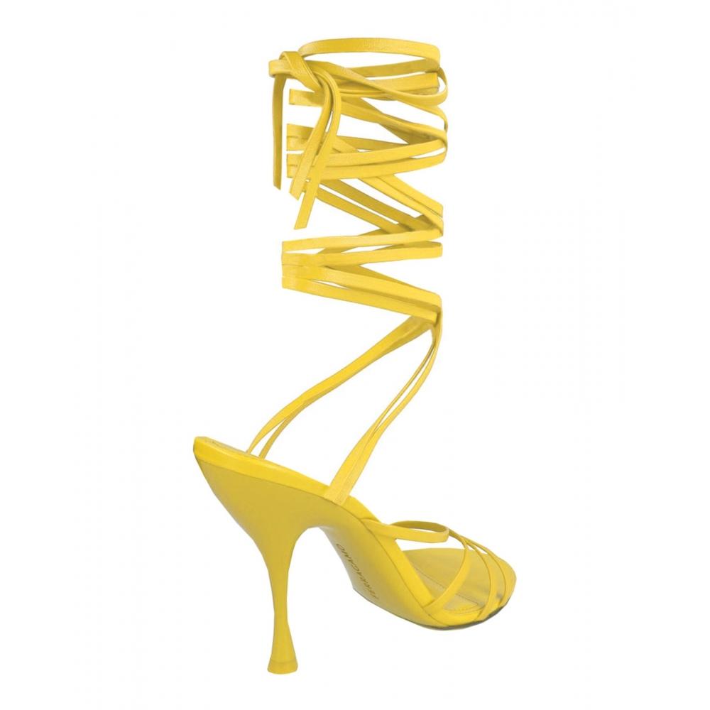 Salvatore Ferragamo Victoria X5 Wrap Tie Sandals Dark Yellow