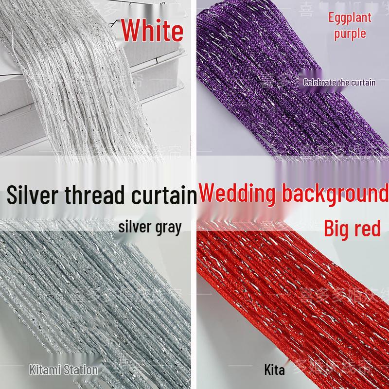 3m Wide Encrypted Silver Wire String Curtain with Tassel - Wedding Decoration & Ceiling Ring