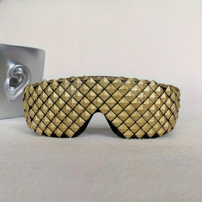 Futuristic Pyramid Steampunk Gold Silver Sunglasses Novelty Sun Glasses Men Woman Party Goggles Gothic One Piece
