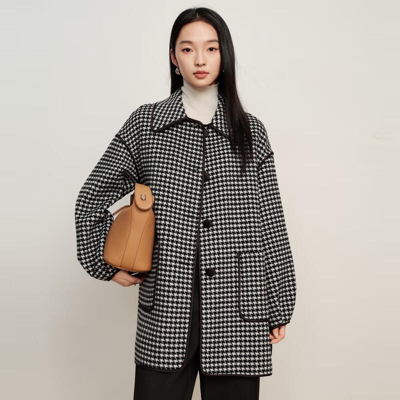 

Elva Island Women s Houndstooth Short Woolen Coat S