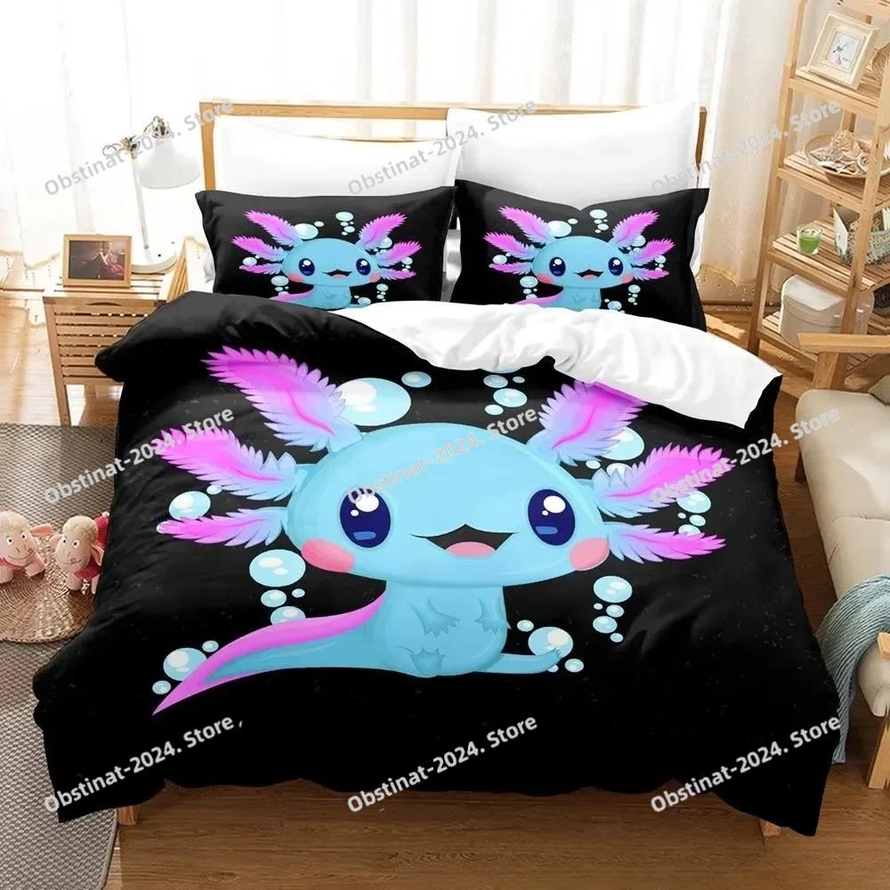 Kawaii Animal Axolotl Bedding Set Bed Cover Adult Kid Bedroom Decor Duvet Cover Pillow Case Set Single Twin Full Queen King Size