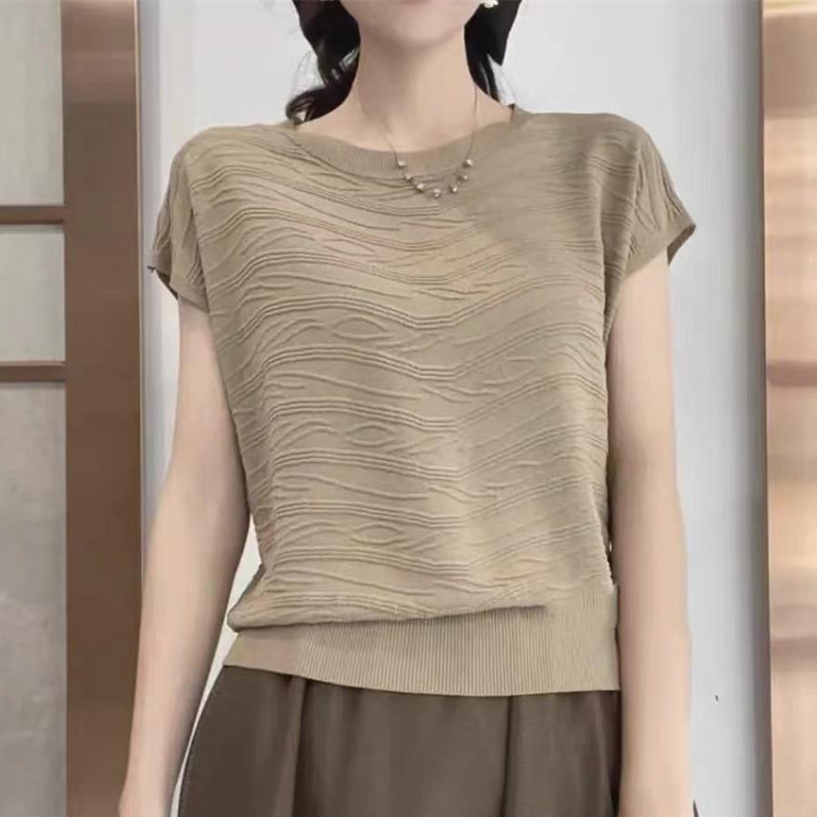 

Модная свободная рубашка Senior Sense of Texture Sense Temperament с рукавами «летучая мышь», модные универсальные трикотажные топы, повседневные, облегающие, свитера, футболки One Size хаки