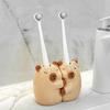 Pair Of Hugging Capybaras Toothbrush Holders Ceramic Waterproof Bathroom Decoration For Couple With Stable Base
