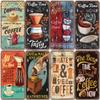 Plakat z kawą Vintage Metalowe znaki blaszane Cappuccino Filiżanka z kawą Tablica rejestracyjna Dekoracja ścienna Kawiarnia Bar Jadalnia Dom
