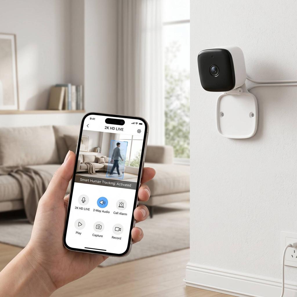 2K Indoor Camera HD Smart Motion Detection Wide Angle 2.4G WiFi Window Security Camera for Home