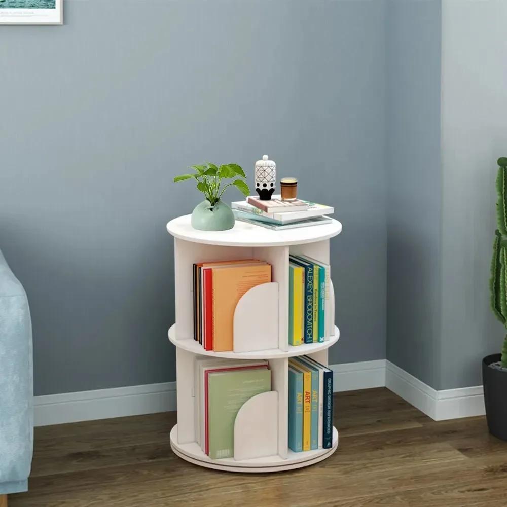 360° Rotating Bookshelf with 2 Layers – Freestanding Bookcase & Display Shelf
