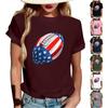 Women's Fashion Casual Printed Short Sleeve Round Neck Pullover Tops