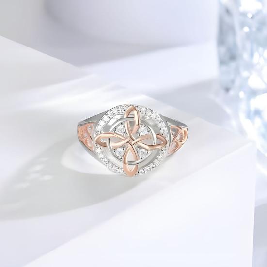 Women Finger Ring Witch Knot Design Two-tone Ring Women Spiritual Comfort Negative Energy Protective