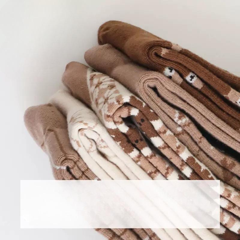 Little Bear Socks Women's Mid-calf Socks Spring and Summer Styles Cute and Trendy Cartoon Versatile and Casual Socks