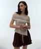 Dear Stalker Hellia Slit Off-Shoulder T - Skin Beige