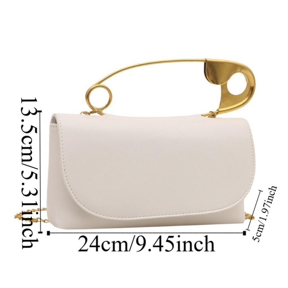 Classic PU Paper Clip Handbag Small Square Vintage Style Shoulder Messenger Bag Personality Versatile Crossbody Bag Daily