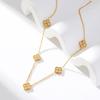 GANEMLY 316L Stainless Steel Clover Flower Zircon Necklace For Women Fashion Clavicle Neck Chain Waterproof Jewelry Gift