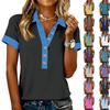 Women's Fashionable Casual Summer V,neck Patchwork Short,sleeved Top