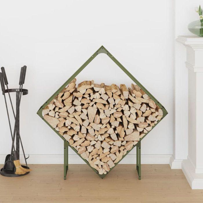 VidaXL Firewood Rack Olive Green 100x25x100 Cm, Fireplace Log Holder, Log Holder, Log Rack 864290