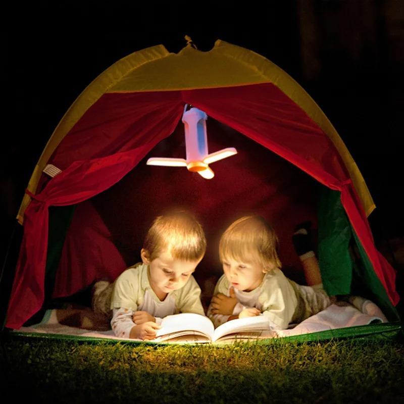 New folding outdoor camping lamp, large-capacity lighting, portable USB rechargeable hanging tent camping lamp