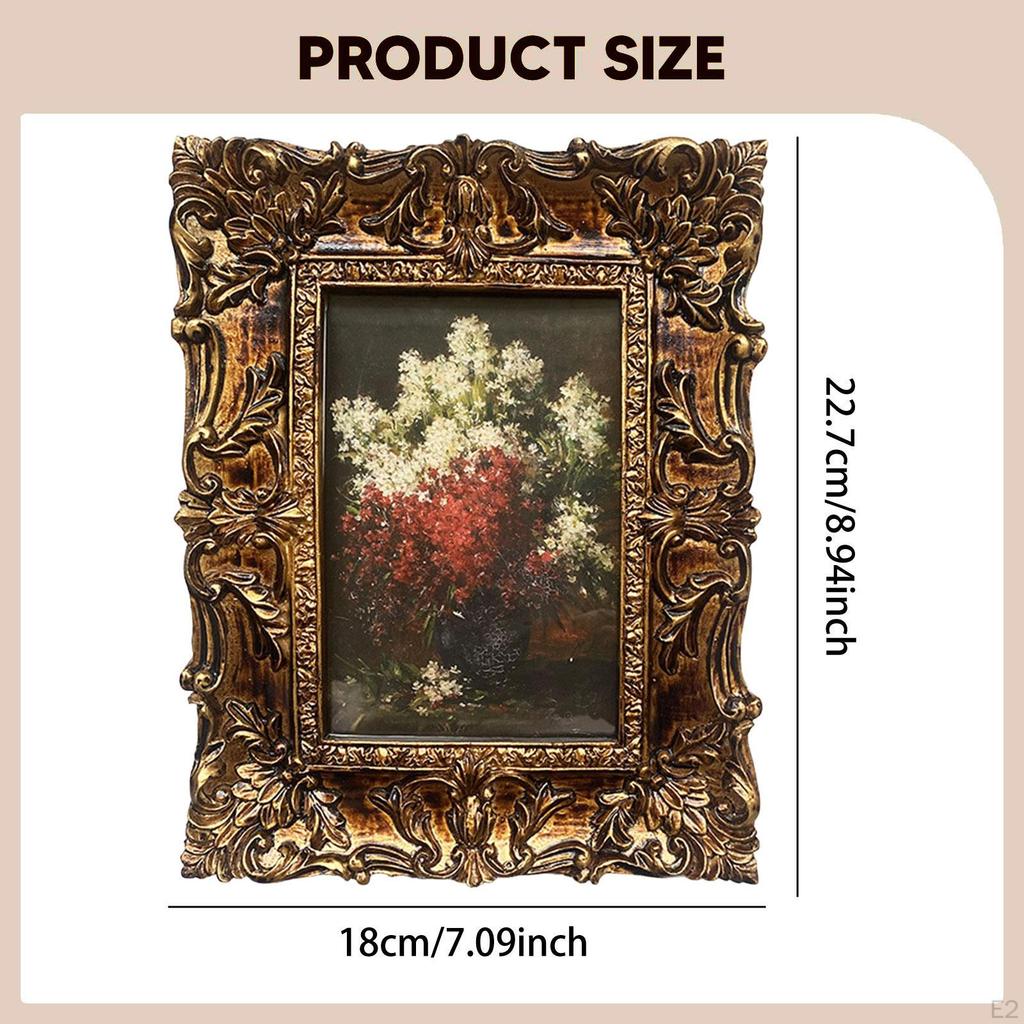 Photo Frame Vintage Style Decorative Rectangle Picture Display Gold Tabletop/Wall for