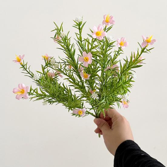 Künstliche Schleierkraut mit grünen Blättern UV-beständig 7-Zweig Falsche Seidenblume Haus Büro Hochzeit Party Innen Außen Falsche Blüte Dekoration