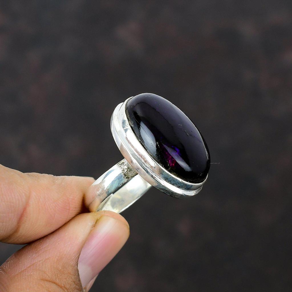 Lila Feuer Labradorit Ring Handgemachter Ring 925 Sterling Silber Ring Verstellbarer Ring Labradorit Edelstein Schmuck Hochzeitsgeschenk Stylischer Ring