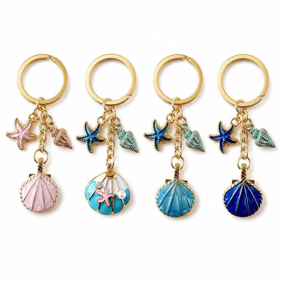 Gold Tone Shell Keychain Alloy Seashell Keychain New Bag Charm Backpack Accessory