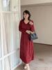 Elastic Velvet Red Toast Dress for Plus Size Women, Spring & Autumn 2025