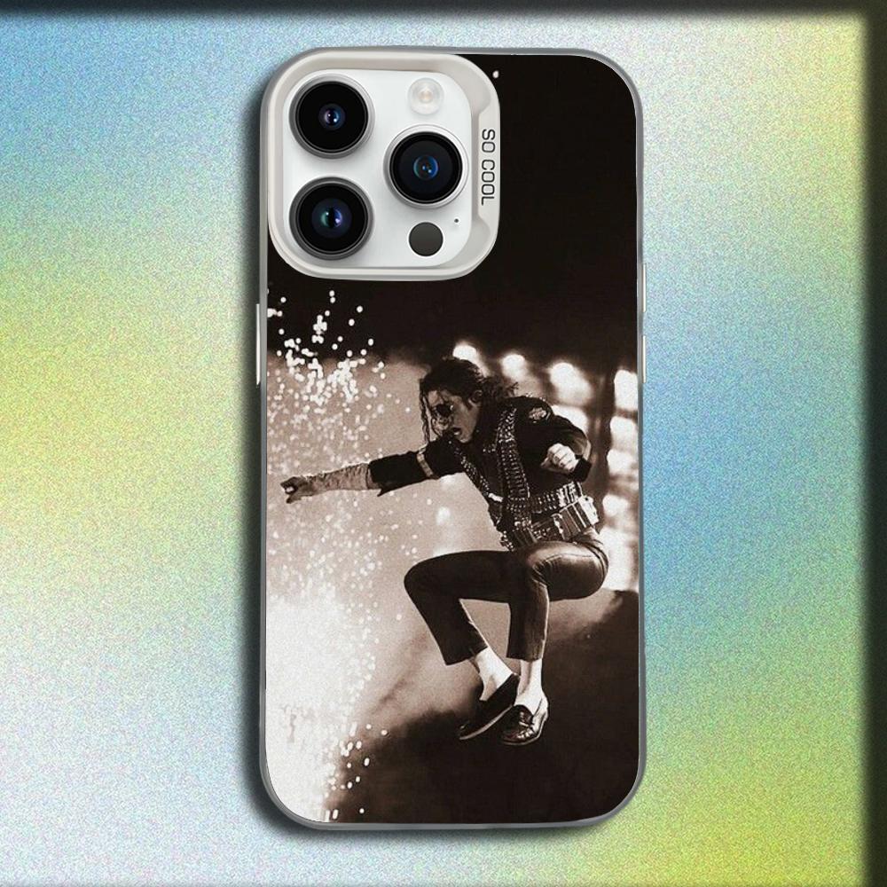 Custodia per Telefono Cantante Michael J-Jackson Per iPhone 16,15,14,13,12,11,Mini,Pro,SE,MAX Bianca Opaca Cover Antiurto
