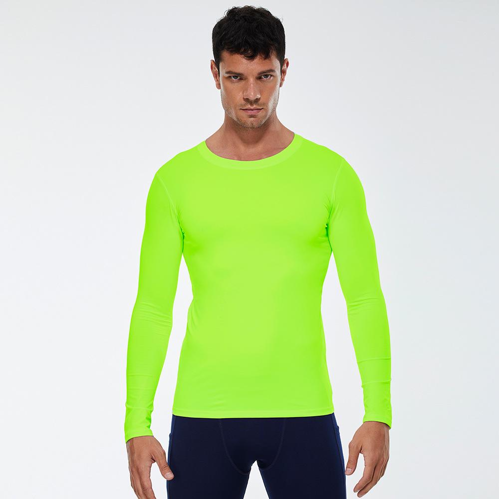 Men's Solid Color Long Sleeve Compression Sport Shirt - Sweat-Wicking, Quick-Drying, Elastic Fitness Running Top