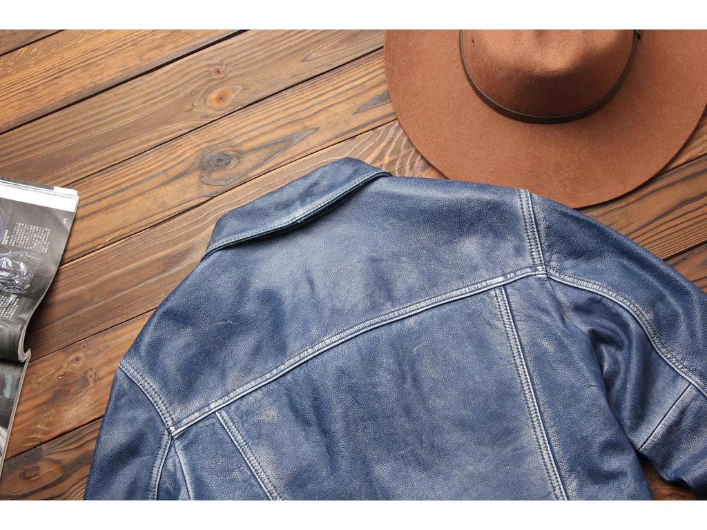 Men's Retro Stone Ground Leather Jacket - Storm Rider Cowhide Lapel Outerwear
