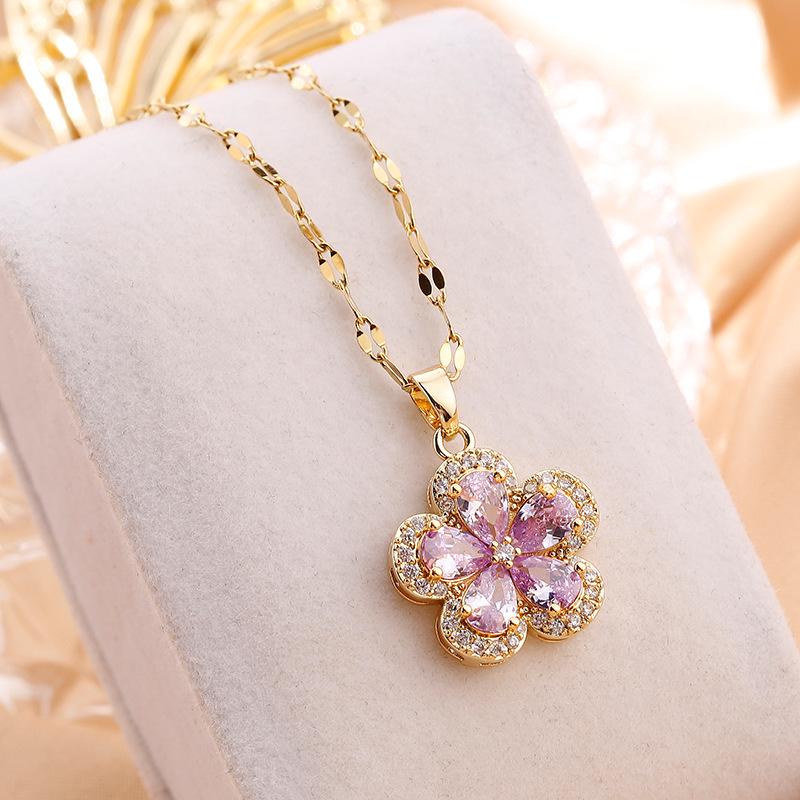 Dopamine Plum Blossom Necklace: Elegant 2025 Women's Clavicle Chain