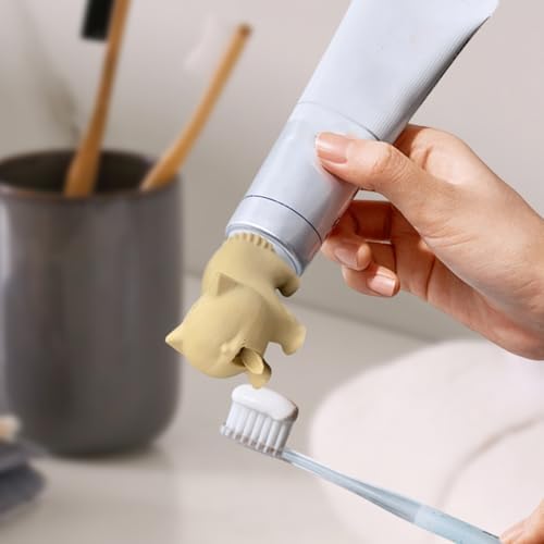 Penlimly Cat Toothpaste Squeezer | Vomiting Cat Topper - Cute Bathroom Dorm Nightstand Decor for Pet Lovers Home