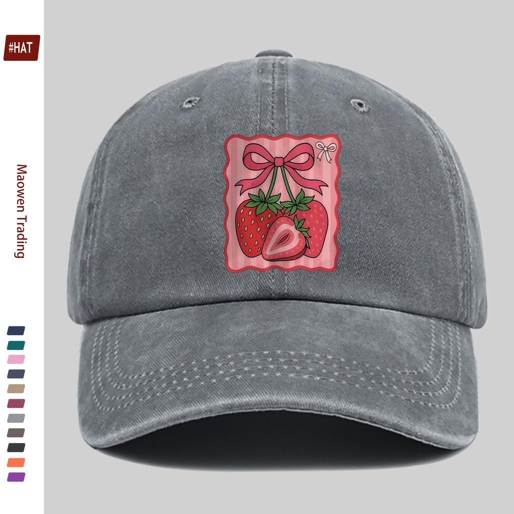 pc Strawberry Print Trucker Hat for Men Women Adjustable Snapback Cap with Strawberry Lightweight Vintage Washed Baseball