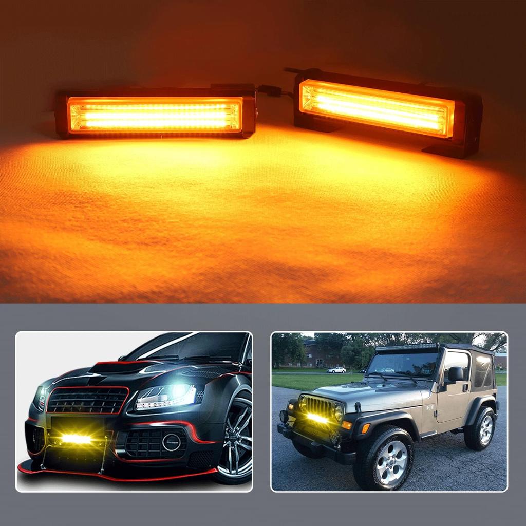 Aoling Strobe Light Amber Strobe Grill Light Car Emergency Flashing Lamp Warning Light High COB Flash Light Set of 2 12V, Car, LED, Brightness, [Used]