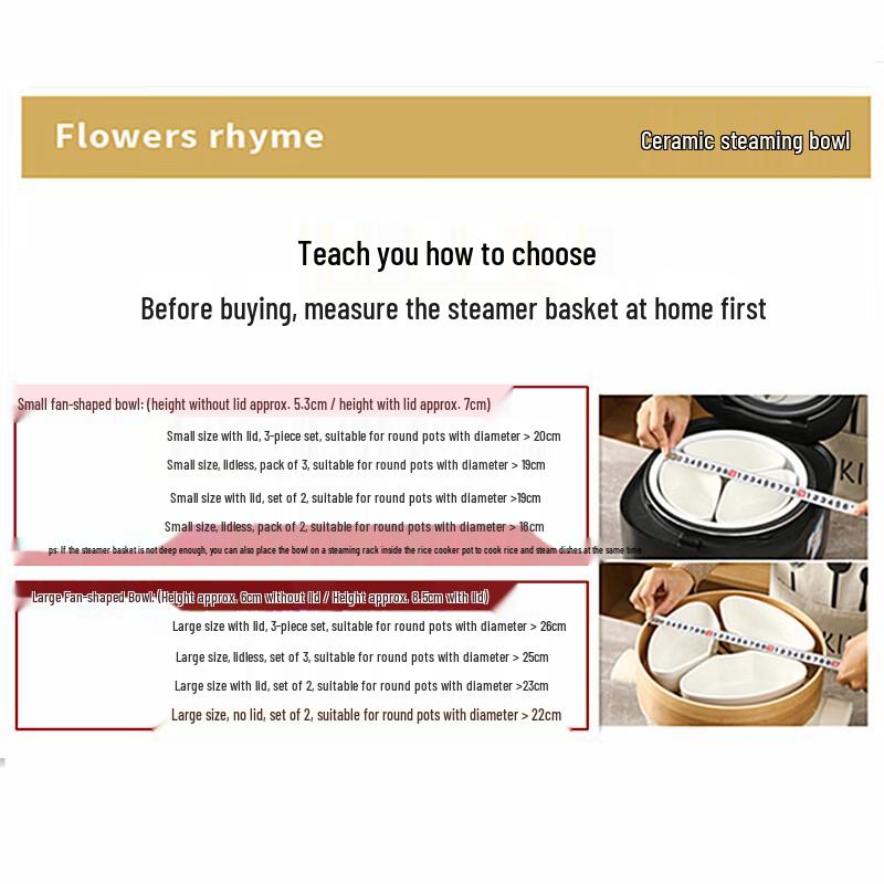 

ZISIZ Fan-shaped Ceramic Steamer Box with Lid