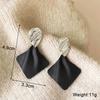 Black Hanging Long Earrings for Women Triangle Square Statement Drop Earrings 2025 boucle oreille femme Fashion Jewelry