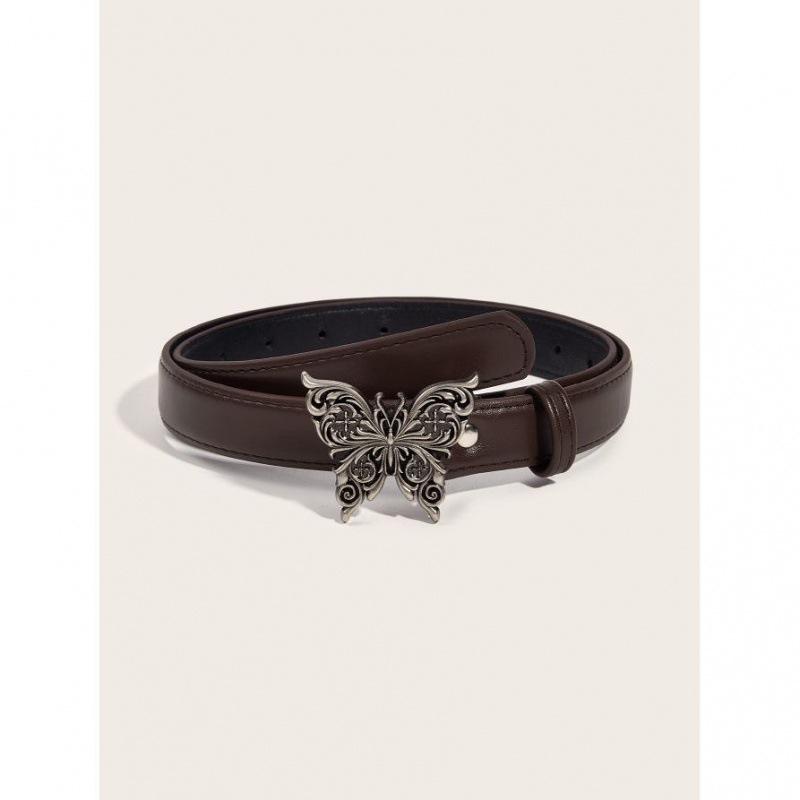 

Стильный современный ретро женский ремень с бабочкой, изготовленный из мягкого полиуретана, в цветах черный, кофейный и кофейный