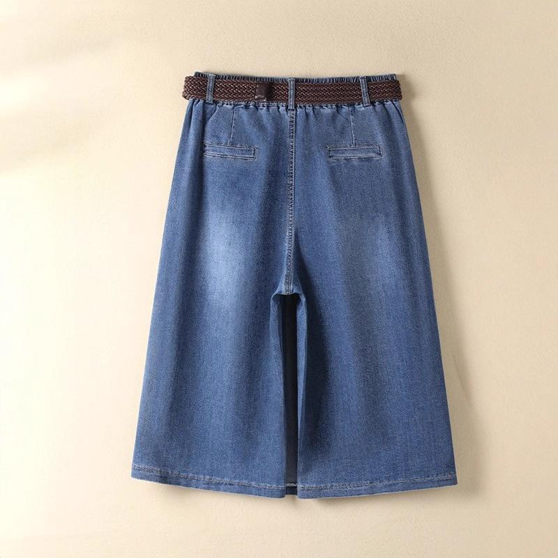 Denim Skirt with Half Body Thin Skirts for Women Summer Cropped Pants New Style Skirts High Waist Loose Wide-leg Pants Shorts