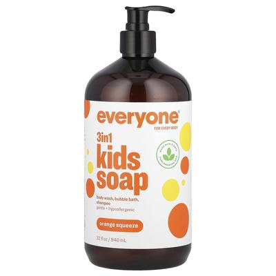 Jabón 3 en 1 para Niños, Naranja Exprimida, 946 ml(32 onzas líquidas)