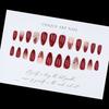 Christmas Wine Red False Nail For Formal Event Sculpted 3D Flower Comfortable Almond Shape Artificial Nail