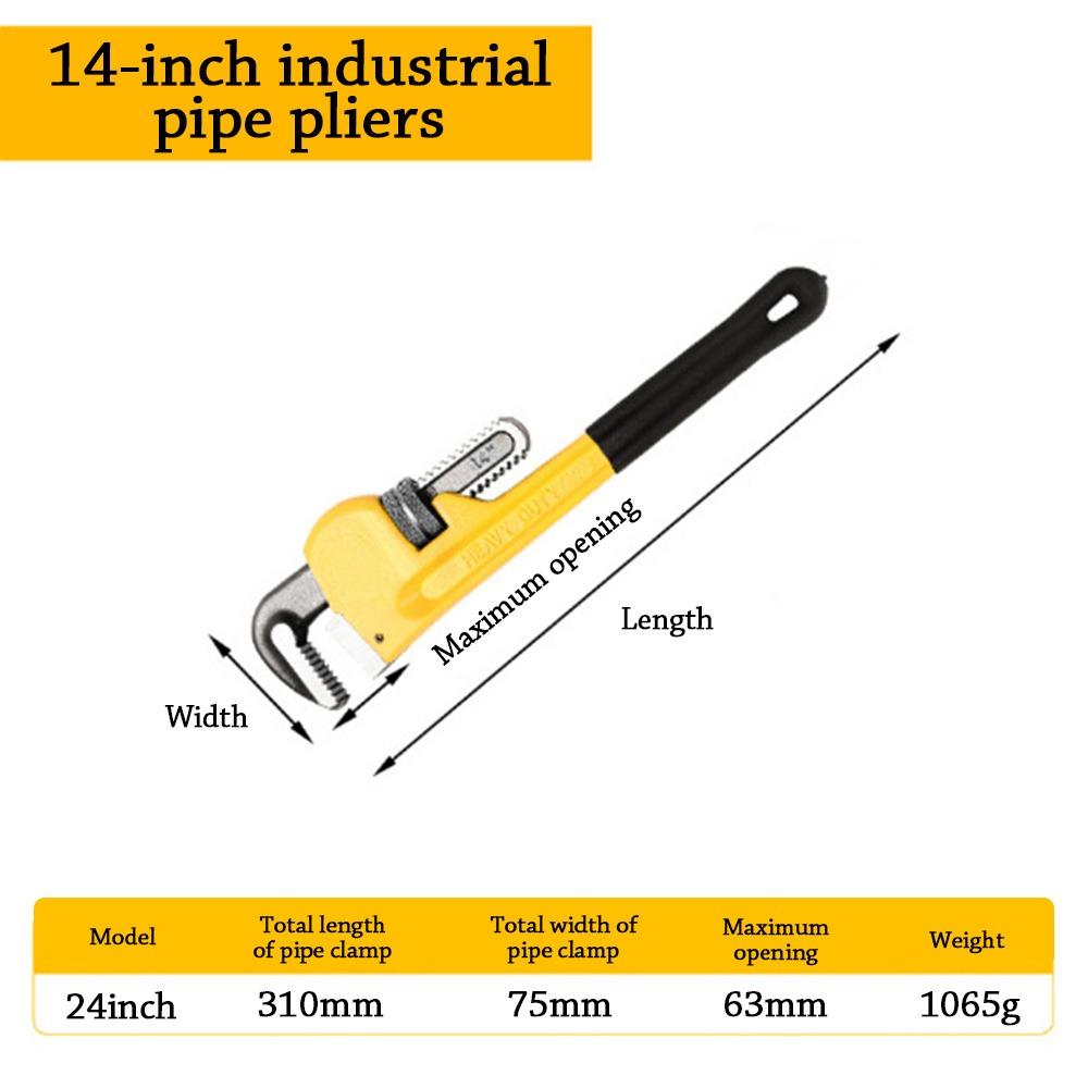 Multi-Purpose Pipe Pliers Labor-saving Black&Yellow Water Pipe Pliers Water Pipe Self-Tightening Pliers Pipe Wrench Universal