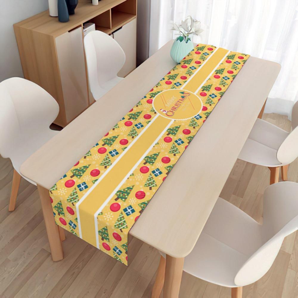 2pcs Christmas Decorative Tablecloth Holiday Gifts Household Long Tablecloth Placemat Linen Table Flag
