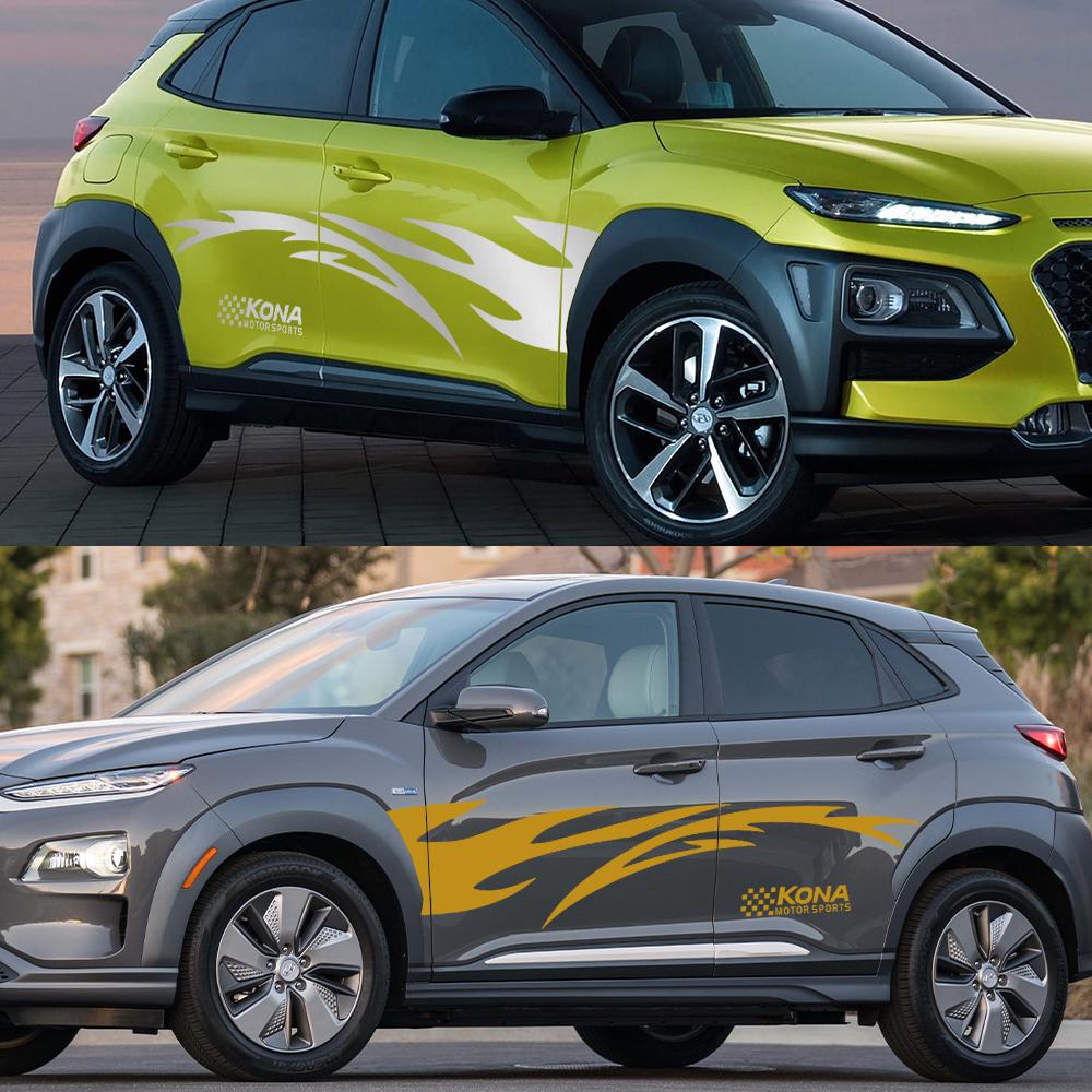 För Hyundai Kona Hybrid N Line Elektriska Grafiska Dekaler Ränder Kit Dekor Dekal Vinylskydd Bil Dörrsida Klistermärke Auto