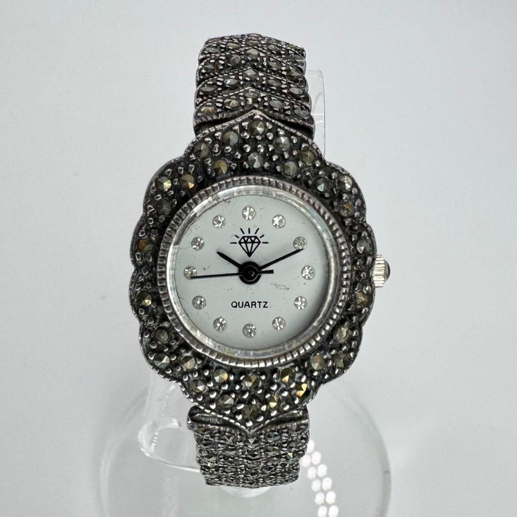 Used SV925 Ladies Watch Quartz Stone Decoration Working Item 32g Silver