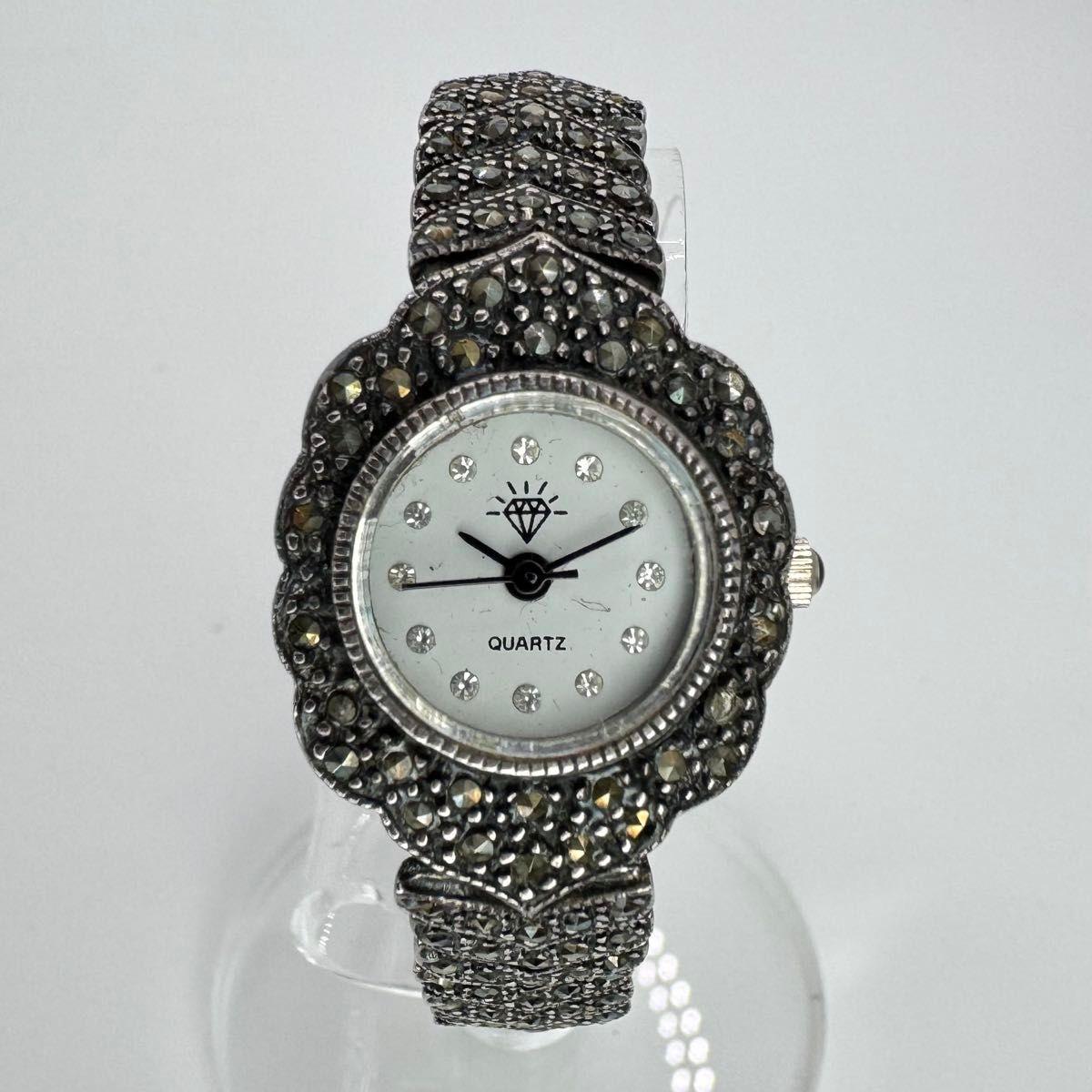Used SV925 Ladies Watch Quartz Stone Decoration Working Item 32g Silver