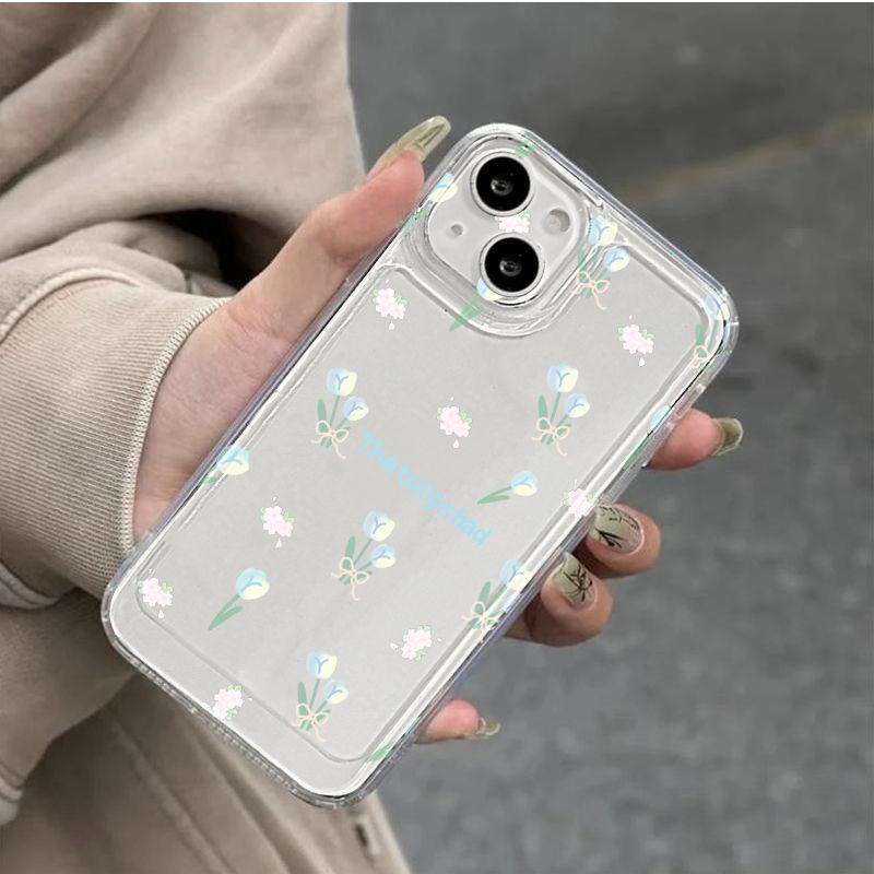 Ins White Floral iPhone 17Promax Mobile Phone Case for Apple 16promax Space Case 14 Transparent